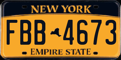 NY license plate FBB4673