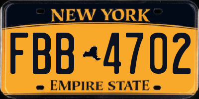 NY license plate FBB4702