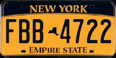 NY license plate FBB4722