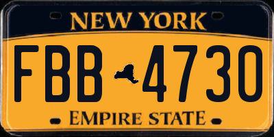 NY license plate FBB4730