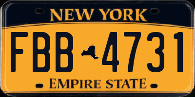 NY license plate FBB4731