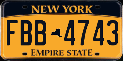NY license plate FBB4743