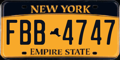 NY license plate FBB4747