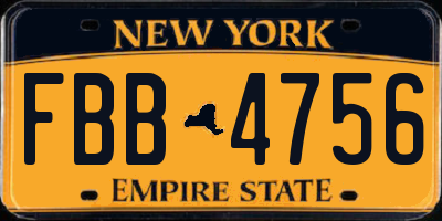 NY license plate FBB4756