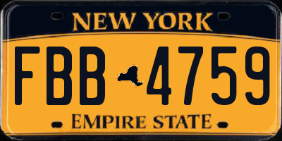 NY license plate FBB4759