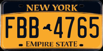 NY license plate FBB4765