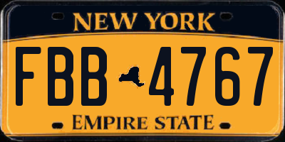 NY license plate FBB4767