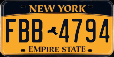 NY license plate FBB4794