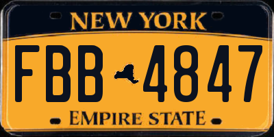 NY license plate FBB4847