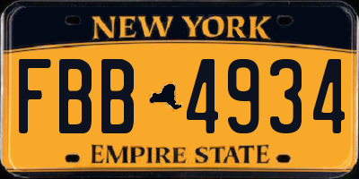 NY license plate FBB4934