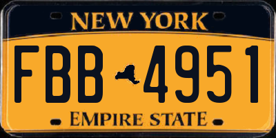 NY license plate FBB4951