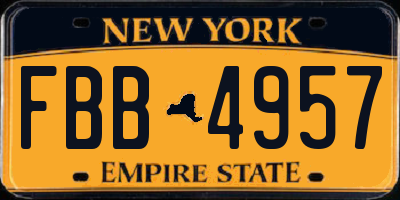 NY license plate FBB4957