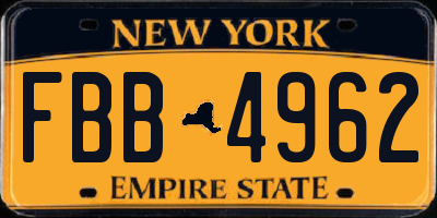 NY license plate FBB4962