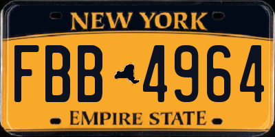 NY license plate FBB4964