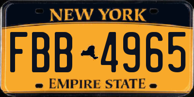 NY license plate FBB4965