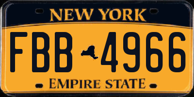 NY license plate FBB4966