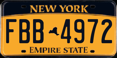 NY license plate FBB4972