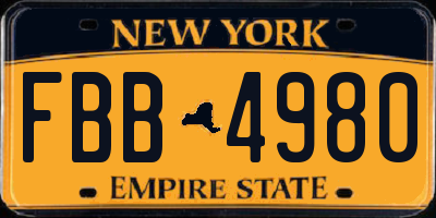 NY license plate FBB4980
