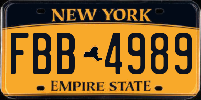 NY license plate FBB4989