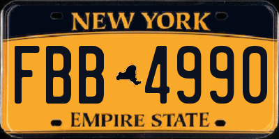NY license plate FBB4990