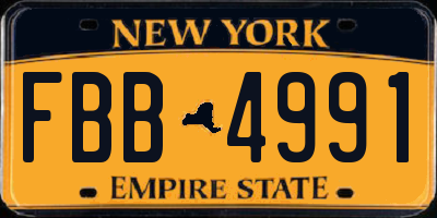 NY license plate FBB4991
