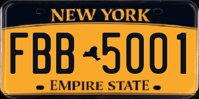 NY license plate FBB5001