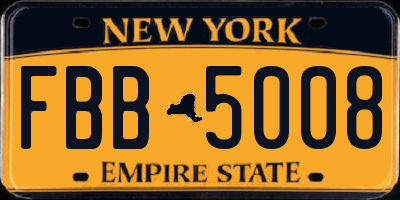 NY license plate FBB5008