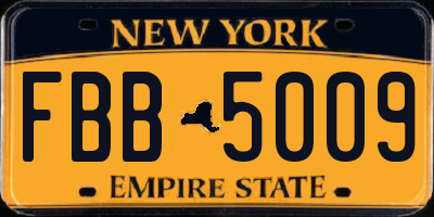NY license plate FBB5009