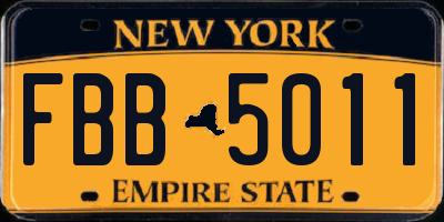 NY license plate FBB5011