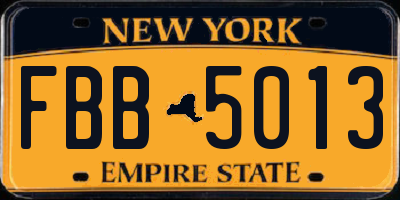 NY license plate FBB5013
