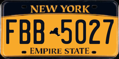 NY license plate FBB5027