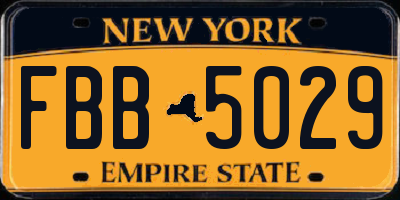 NY license plate FBB5029