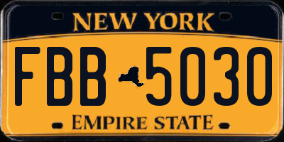 NY license plate FBB5030