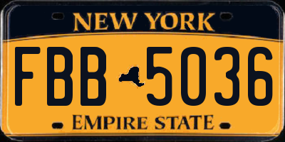 NY license plate FBB5036