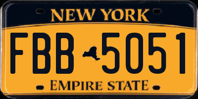 NY license plate FBB5051
