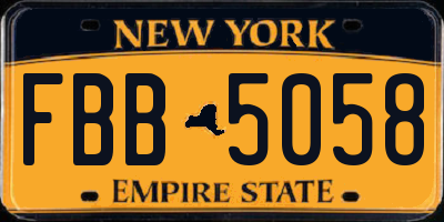 NY license plate FBB5058