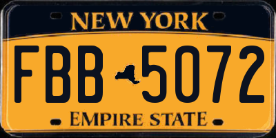 NY license plate FBB5072