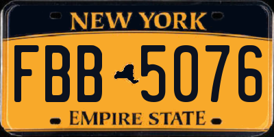 NY license plate FBB5076