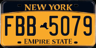 NY license plate FBB5079