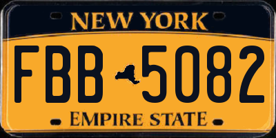 NY license plate FBB5082