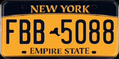 NY license plate FBB5088