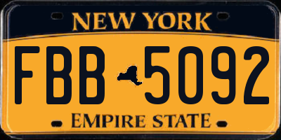 NY license plate FBB5092