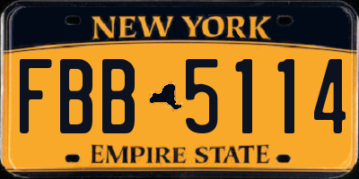NY license plate FBB5114