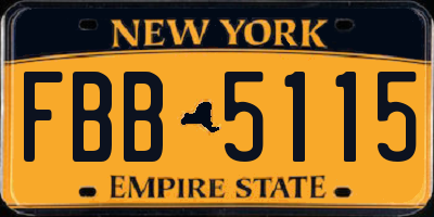 NY license plate FBB5115