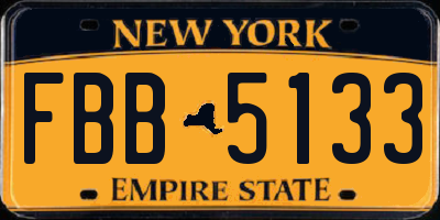 NY license plate FBB5133