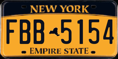 NY license plate FBB5154