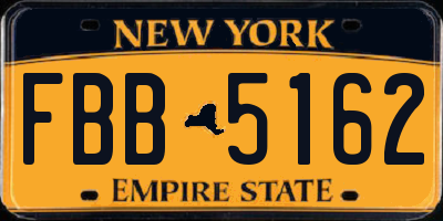 NY license plate FBB5162