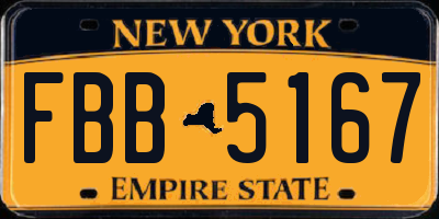 NY license plate FBB5167