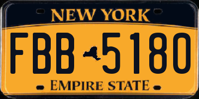 NY license plate FBB5180