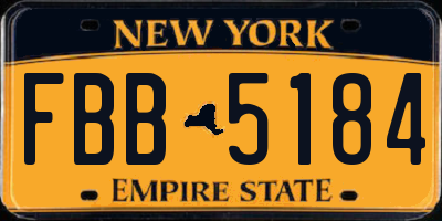 NY license plate FBB5184